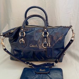Beautiful Blue Coach purse with matching wallet.  Excellent Condition!